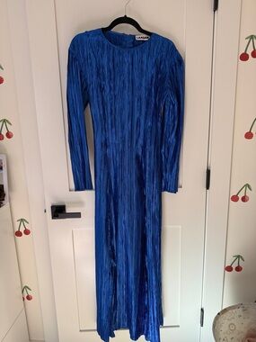 Laagam Blue Crinkle Maxi Dress